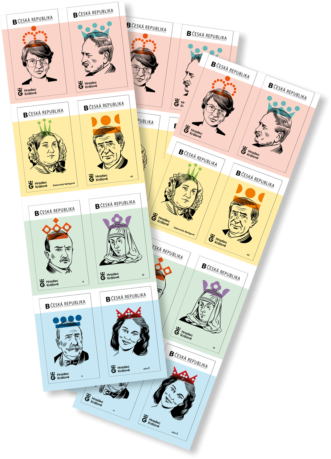 Aršík 8 ks poštovních známek s přítiskem Aršík 8 ks poštovních známek s přítiskem