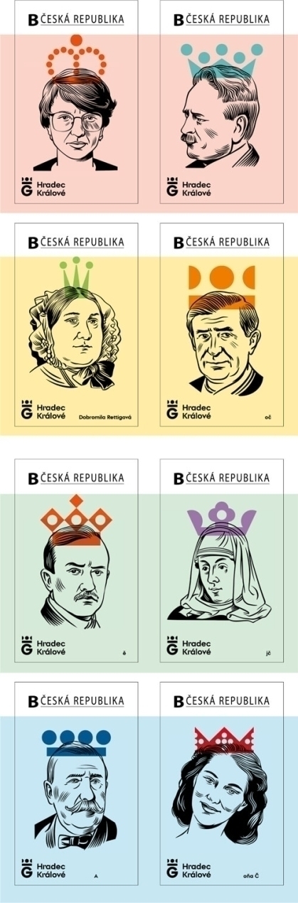 Aršík 8 ks poštovních známek s přítiskem Aršík 8 ks poštovních známek s přítiskem